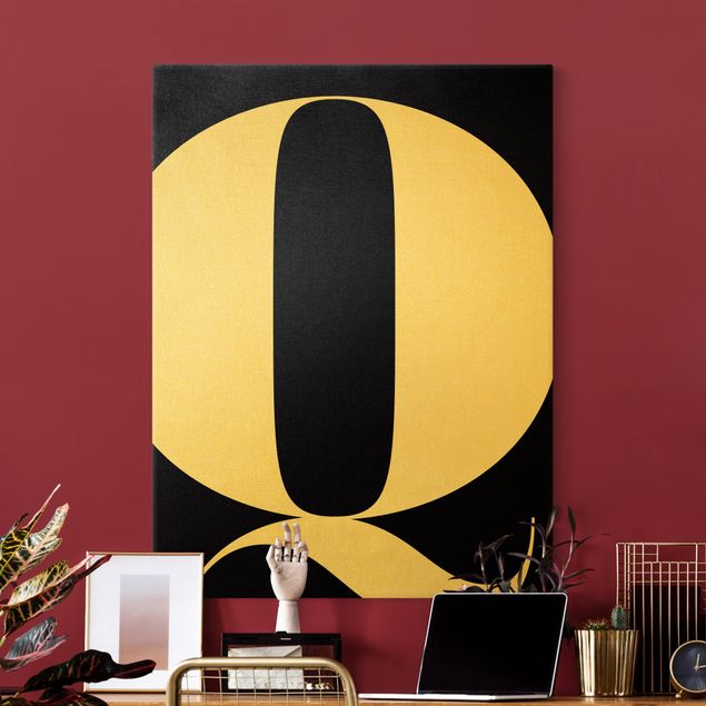 Canvas print gold - Antiqua Letter Q Black