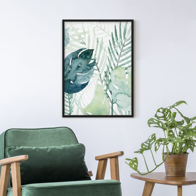 Framed poster - Palm Fronds In Watercolour I