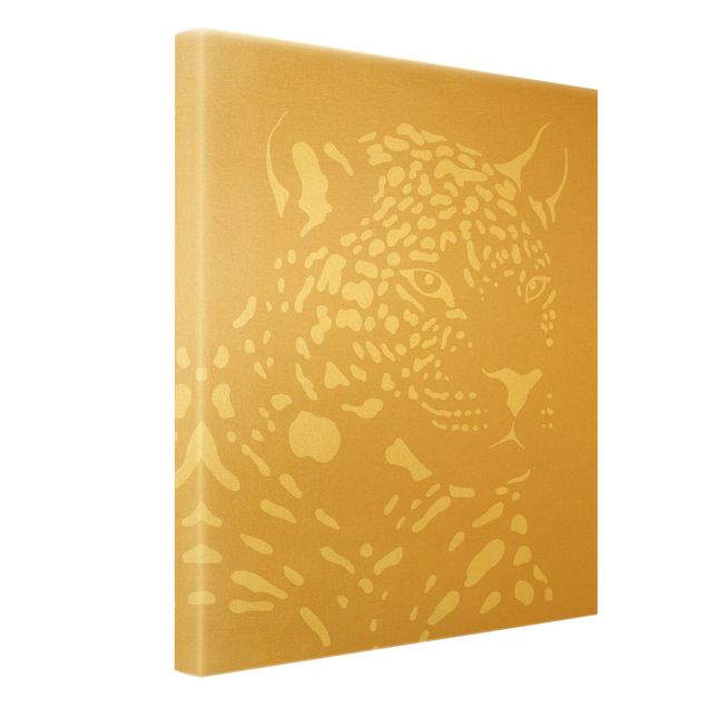 Canvas print gold - Safari Animals - Portrait Leopard Beige