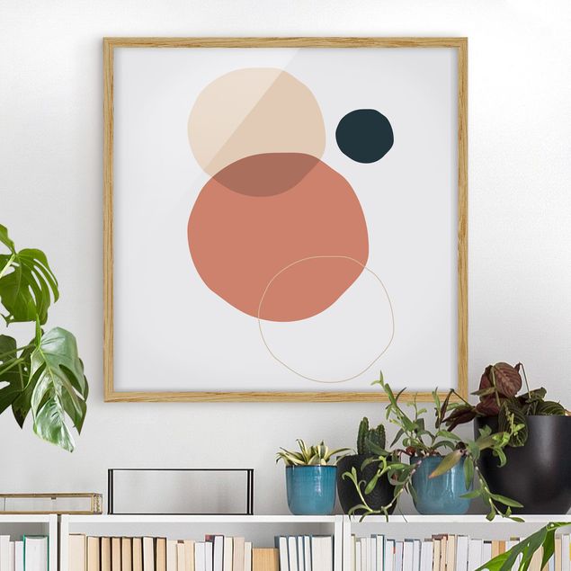 Framed poster - Line Art Circles Pastel