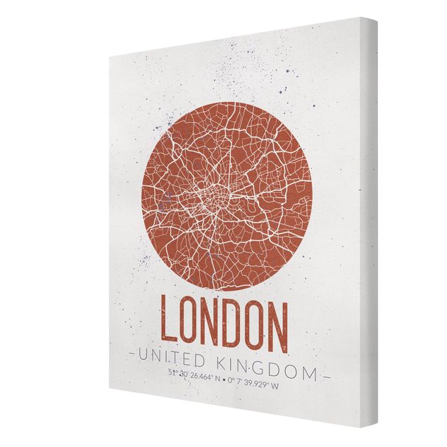 Print on canvas - City Map London - Retro