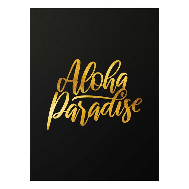 Glass print - Gold - Aloha Paradise On Black