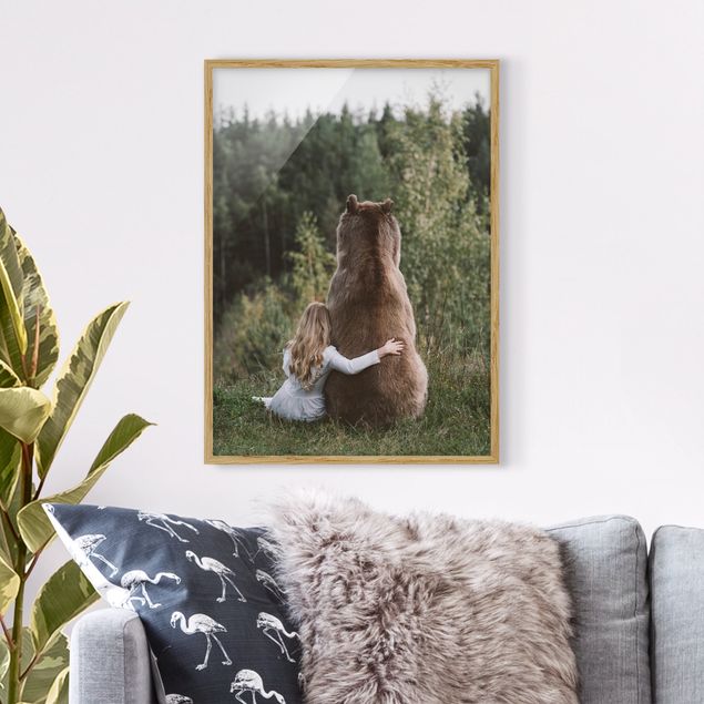 Framed poster - Girl With Brown Bear