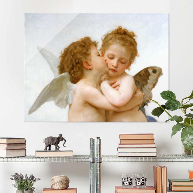 Glass print - William Adolphe Bouguereau - The First Kiss