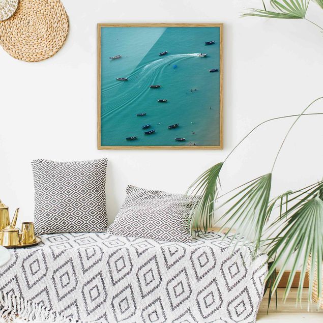 Framed poster - Anchored Fishing Boats