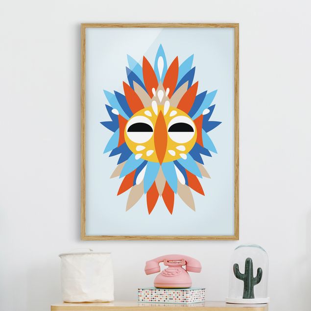 Framed poster - Collage Ethnic Mask - Parrot