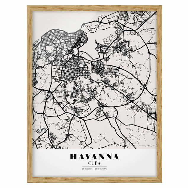 Framed poster - Havana City Map - Classic