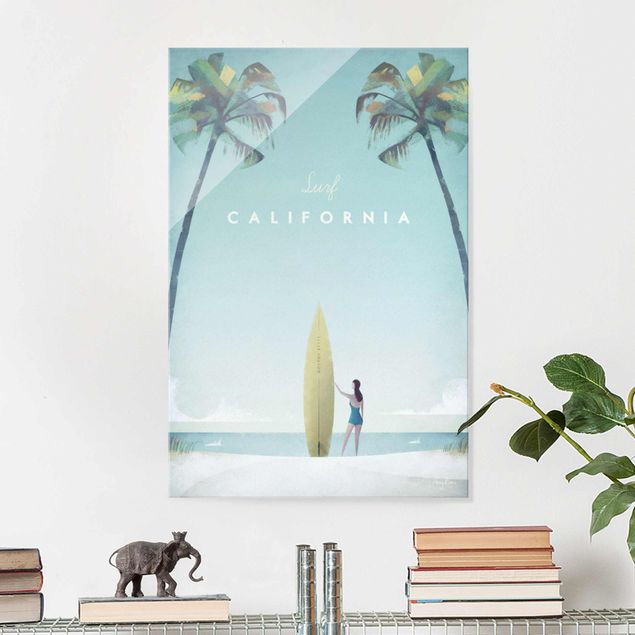 Glas Magnettafel Travel Poster - California