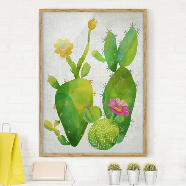 Framed poster - Cactus Family In Pink And Yellow