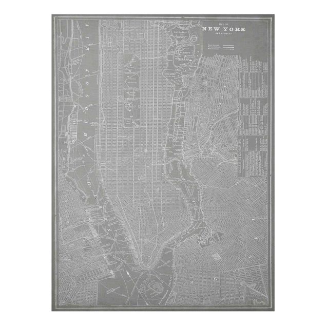 Glass print - Vintage Map New York Manhattan