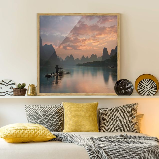 Framed poster - Sunrise Over Chinese River