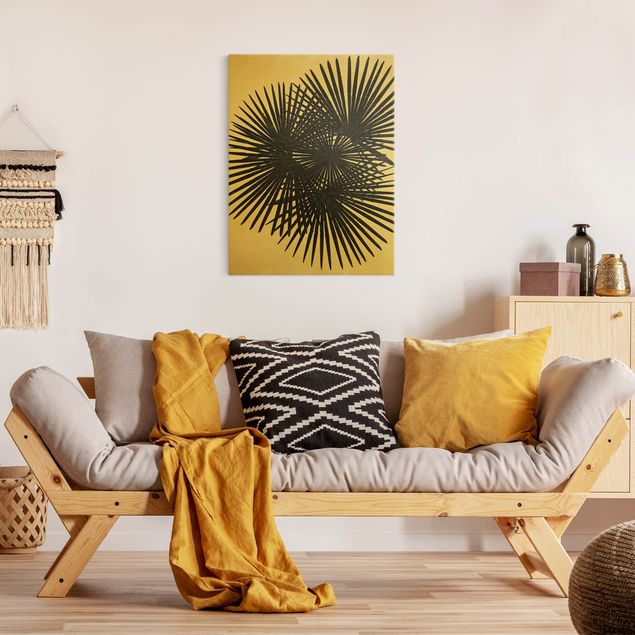 Canvas print gold - Palm Leaves In Black And White