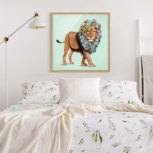 Framed poster - Lion With Succulents