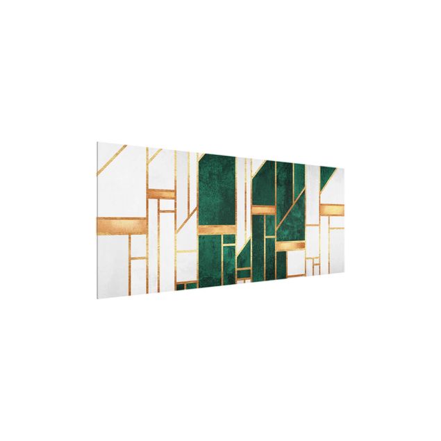 Glass print - Emerald And gold Geometry