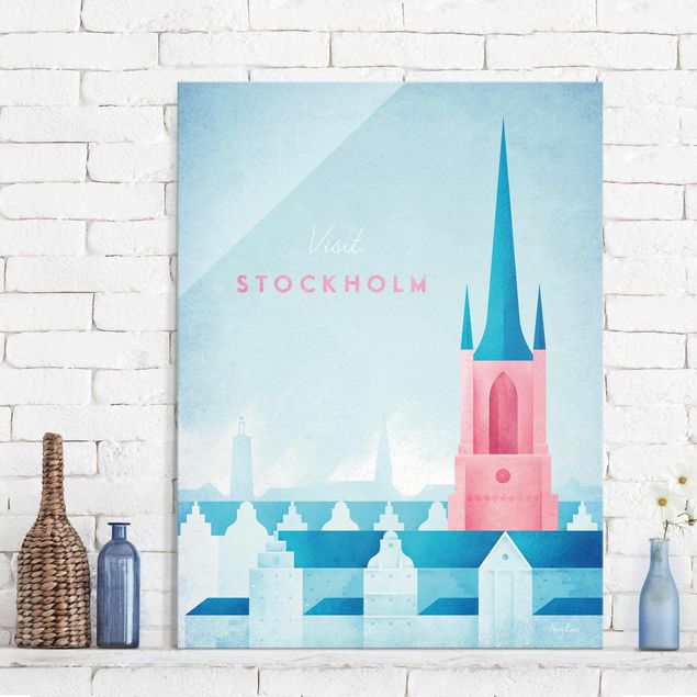 Glas Magnettafel Travel Poster - Stockholm