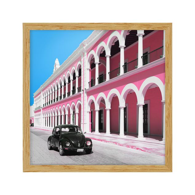 Framed poster - Black Beetle Pink Facade