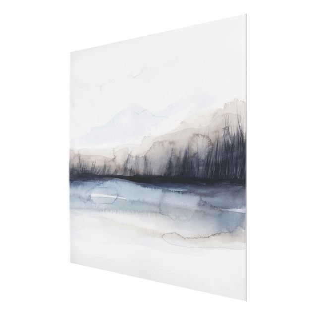 Glass print - Lakeside With Mountains I