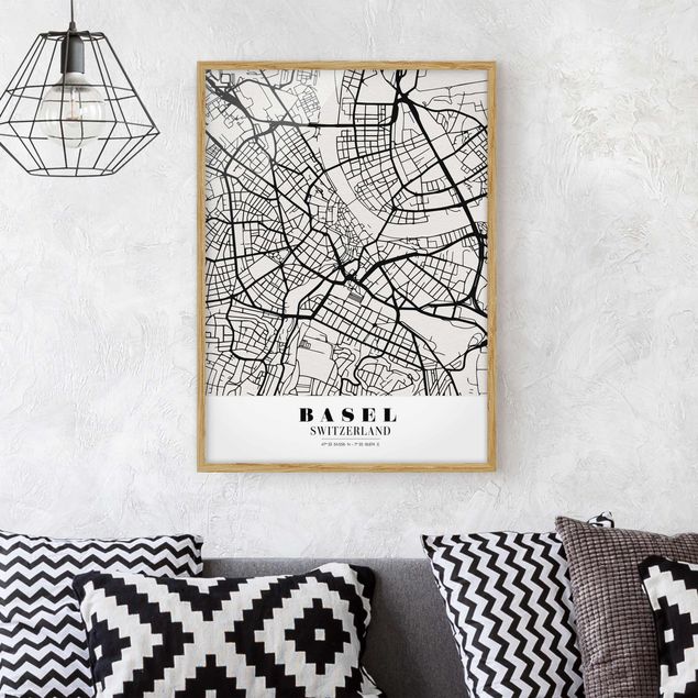 Framed poster - Basel City Map - Classic