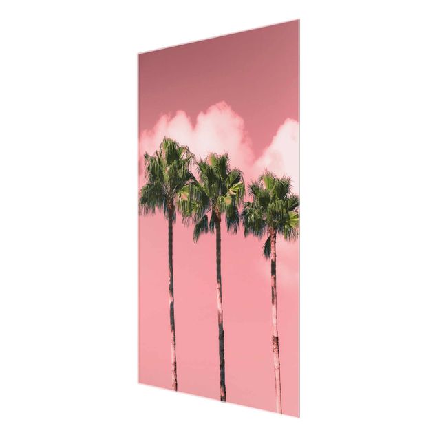 Glass print - Palm Trees Against Sky Pink