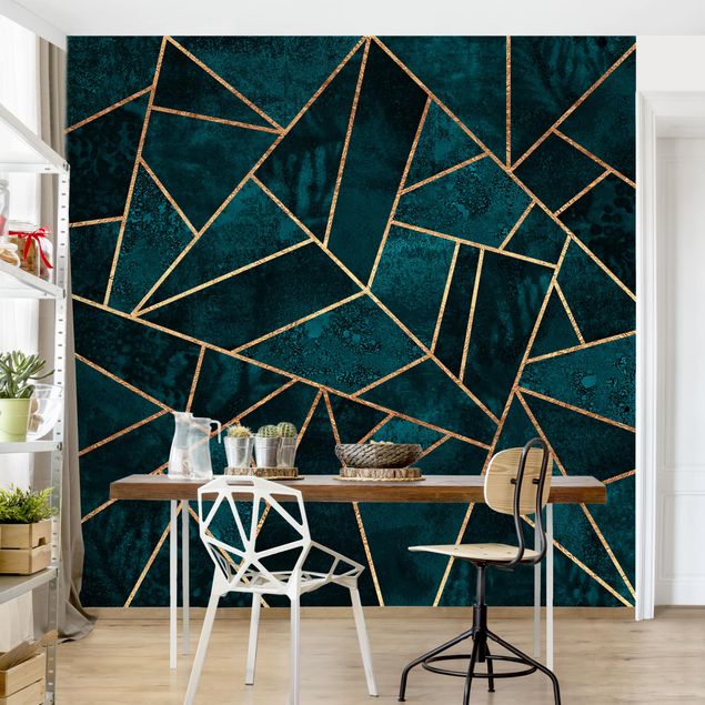 Wallpapers Dark Turquoise With Gold
