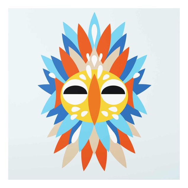 Glass print - Collage Ethnic Mask - Parrot