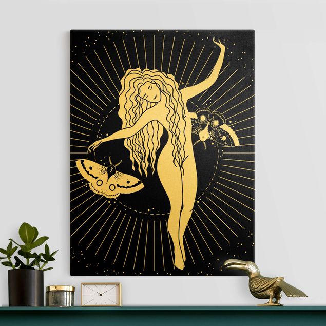 Canvas print gold - Illustration Star Dancer And Moth
