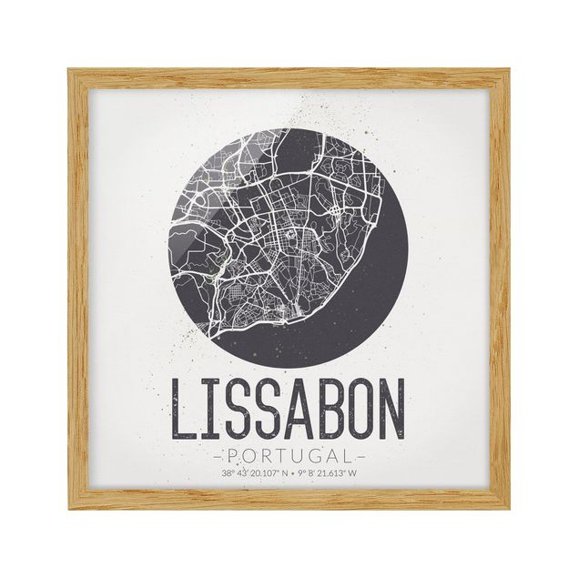 Framed poster - Lisbon City Map - Retro