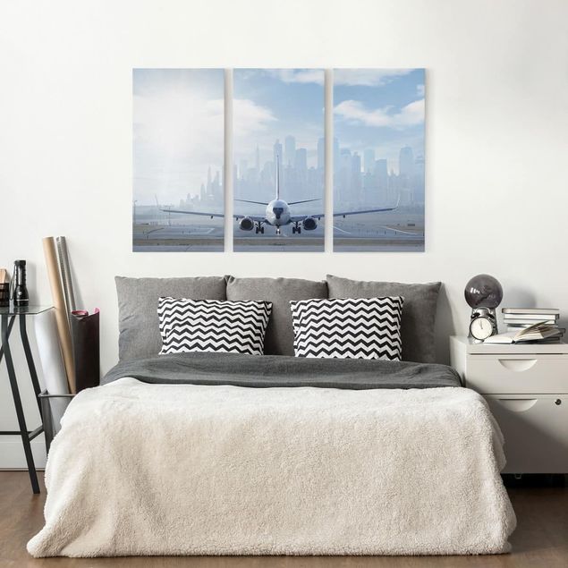 Print on canvas 3 parts - Plane before takeoff