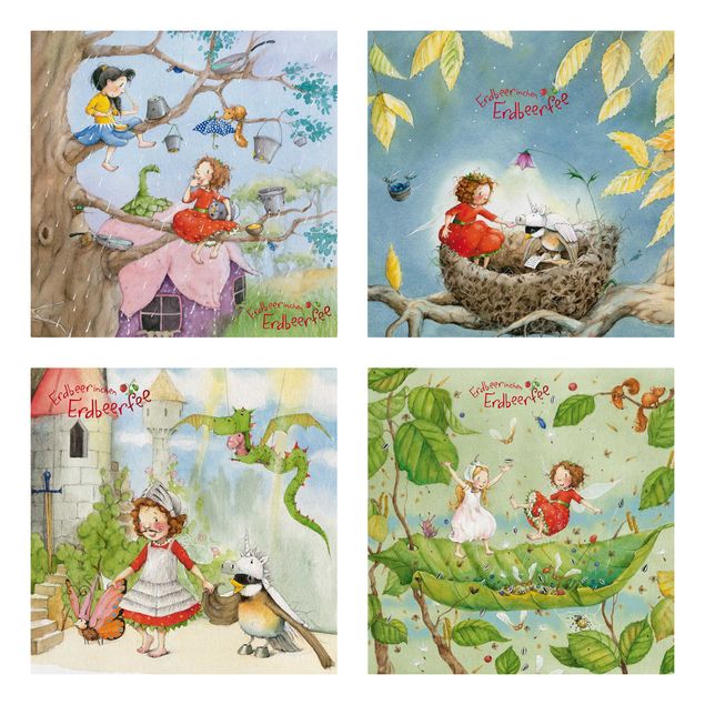 Print on canvas 4 parts - Little Strawberry Strawberry Fairy - little adventure
