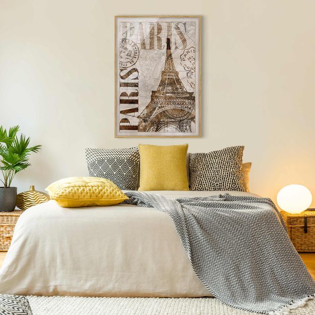 Framed poster - Shabby Chic Collage - Paris