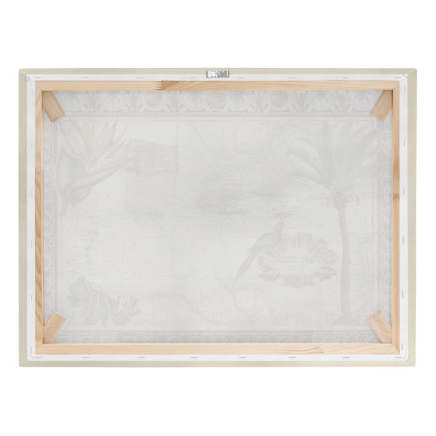 Print on canvas - Vintage Tropical Map West Indies
