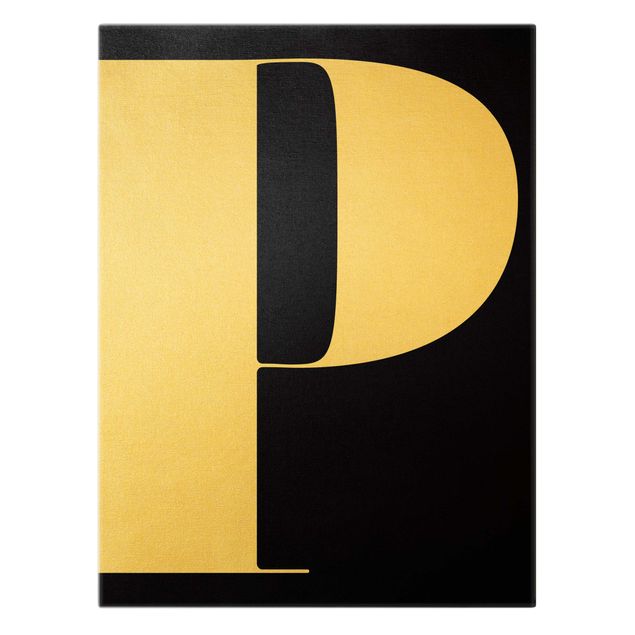 Canvas print gold - Antiqua Letter P Black