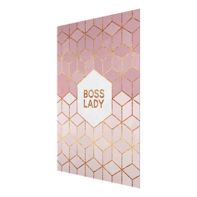 Glass print - Boss Lady Hexagons Pink