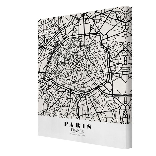 Print on canvas - Paris City Map - Classic