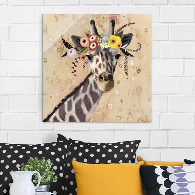 Glass print - Klimt Giraffe
