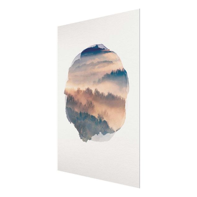 Glass print - WaterColours - Mist At Sunset