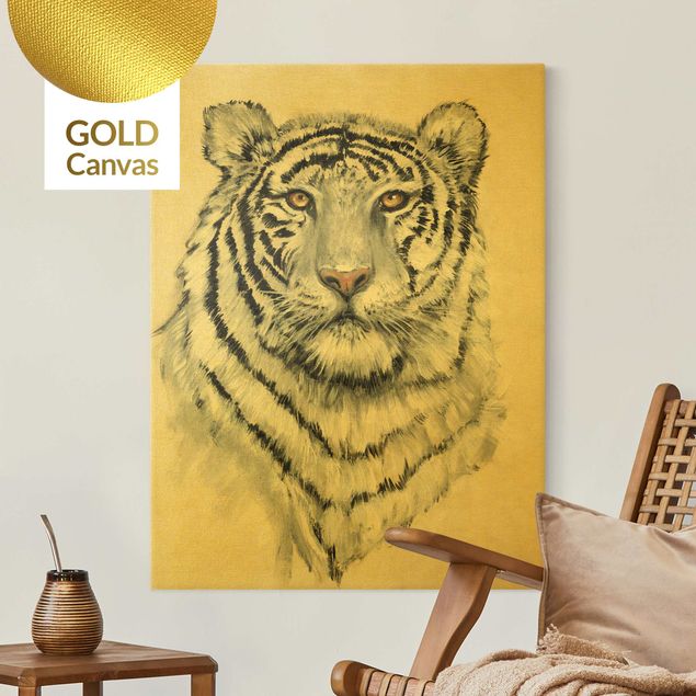 Canvas print gold - Portrait White Tiger I