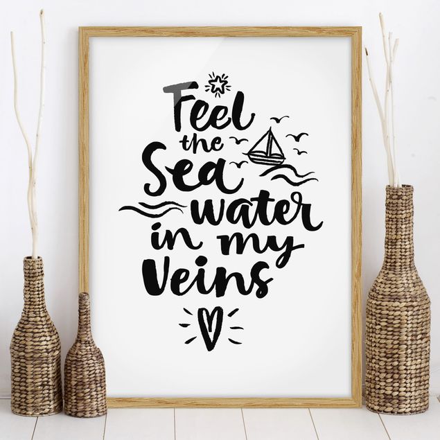 Framed poster - I Feel The Sea Water In My Veins