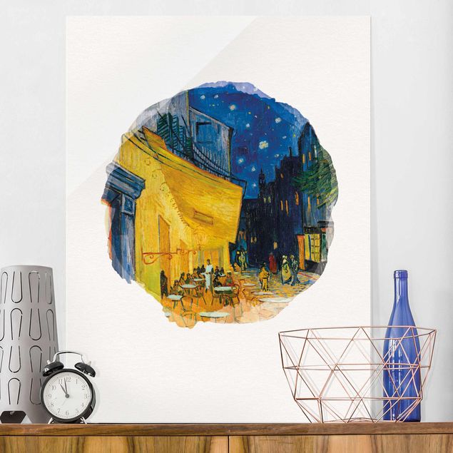 Glass print - WaterColours - Vincent Van Gogh - Cafe Terrace In Arles