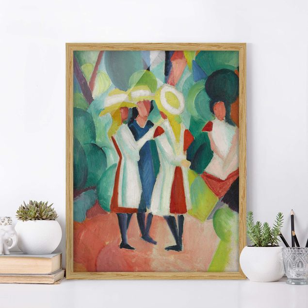 Framed poster - August Macke - Three Girls in yellow Straw Hats