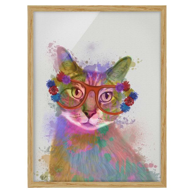 Framed poster - Rainbow Splash Cat