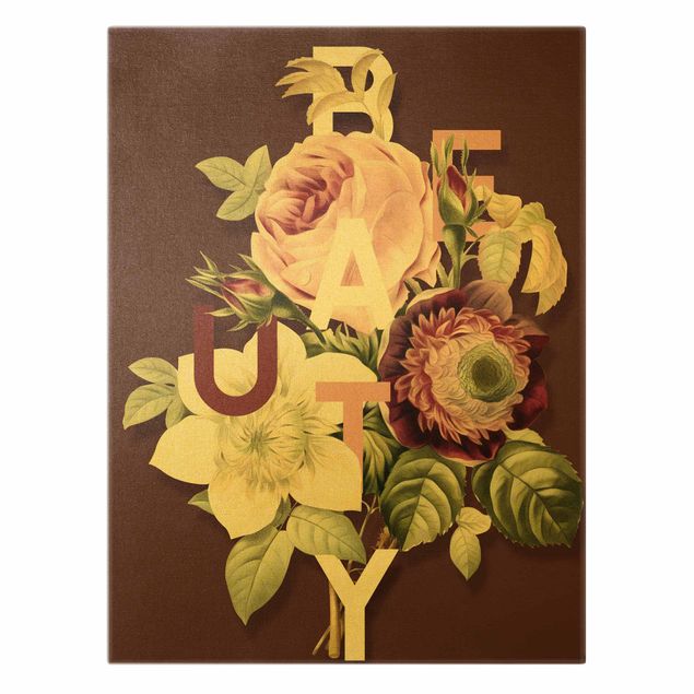 Canvas print gold - Floral Typography - Beauty