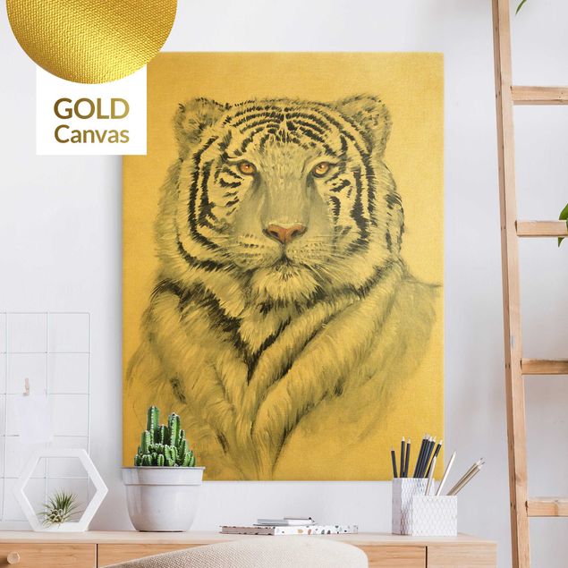 Canvas print gold - Portrait White Tiger II