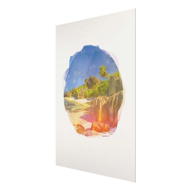 Glass print - WaterColours - Dream Beach Seychelles
