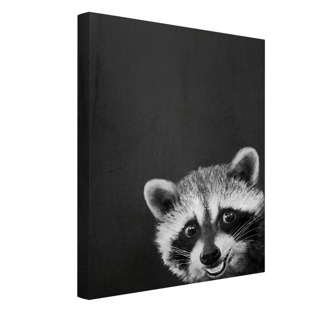 Canvas print - Illustration Racoon Black And White Painting