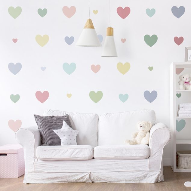 Wall sticker - 85 Hearts Pastel Set