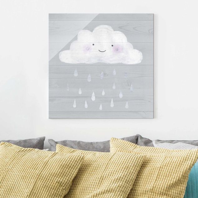 Magnettafel Glas Cloud With Silver Raindrops