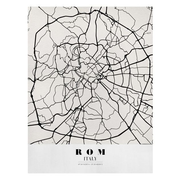 Print on canvas - Rome City Map - Classical