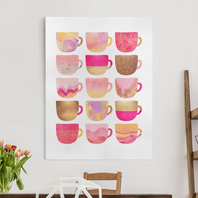 Canvas print - Golden Mugs With Light Pink