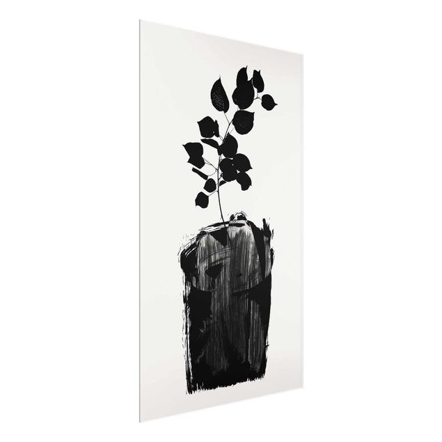 Glass print - Graphical Plant World - Black Leaves